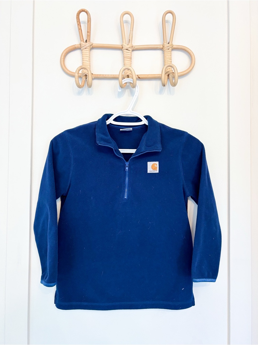 Carhartt Kids Navy Blue Quarter-Zip Fleece Pullover